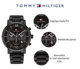 Tommy Hilfiger Evan Chronograph Quartz Black Dial Black Steel Strap Watch For Men - 1710410 Authentic Buy Shop Now