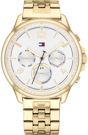 Tommy Hilfiger Harper Chronograph White Dial Gold Steel Strap Watch For Women - 1782223 Authentic Buy Shop Now