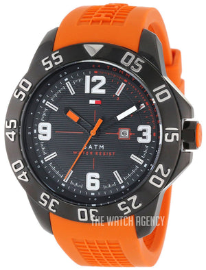 Tommy Hilfiger Cole Black Dial Orange Rubber Strap Watch for Men - 1790985 Authentic Buy Shop Now