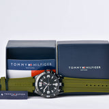 Tommy Hilfiger Drew Black Dial Green Rubber Strap Watch for Men - 1791065 Authentic Buy Shop Now