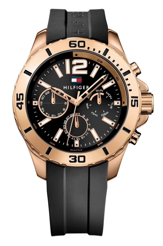 Tommy Hilfiger Sport Multifunction Black Dial Black Rubber Strap Watch for Men - 1791145 Authentic Buy Shop Now
