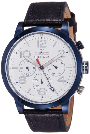 Tommy Hilfiger Jake Multi Function Quartz White Dial Black Leather Strap Watch for Men - 1791235 Authentic Buy Shop Now