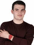 Tommy Hilfiger Denim Quartz Red Dial Red Rubber Strap Watch for Men - 1791323 Authentic Buy Shop Now