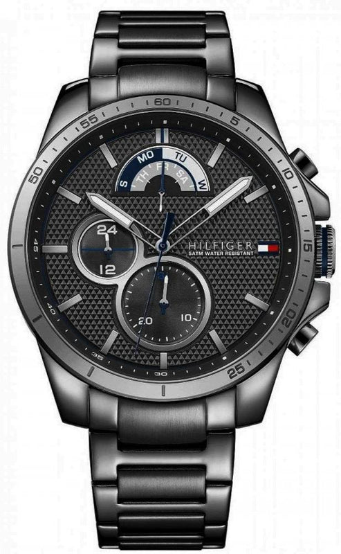 Tommy Hilfiger Decker Quartz Black Dial Black Steel Strap Watch for Men - 1791347 Authentic Buy Shop Now