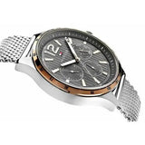 Tommy Hilfiger Gavin Chronograph Quartz Grey Dial Silver Mesh Bracelet Watch for Men - 1791466 Authentic Buy Shop Now