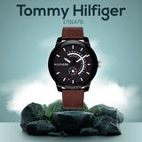 Tommy Hilfiger Denim Black Dial Brown Leather Strap Watch for Men - 1791478 Authentic Buy Shop Now