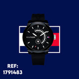 Tommy Hilfiger Denim Quartz Black Dial Black Rubber Strap Watch for Men - 1791483 Authentic Buy Shop Now