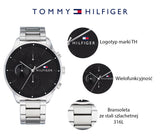 Tommy Hilfiger Chase Quartz Black Dial Silver Steel Strap Watch For Men - 1791485 Authentic Buy Shop Now