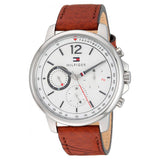 Tommy Hilfiger Landon Chronograph White Dial Brown Leather Strap Watch for Men - 1791531 Authentic Buy Shop Now