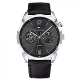 Tommy Hilfiger Deacan Grey Dial Black Leather Strap Watch for Men - 1791548 Authentic Buy Shop Now