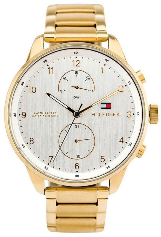 Tommy Hilfiger Chase Quartz White Dial Gold Steel Strap Watch for Men - 1791576 Authentic Buy Shop Now