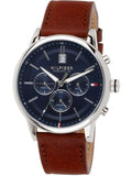Tommy Hilfiger Kyle Multifunction Blue Dial Brown Leather Strap Watch for Men - 1791629 Authentic Buy Shop Now
