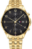 Tommy Hilfiger West Chronograph Quartz Black Dial Gold Steel Strap Watch For Men - 1791708 Authentic Buy Shop Now