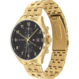 Tommy Hilfiger West Chronograph Quartz Black Dial Gold Steel Strap Watch For Men - 1791708 Authentic Buy Shop Now