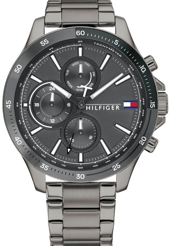 Tommy Hilfiger Bank Grey Dial Grey Steel Strap Watch for Men - 1791719 Authentic Buy Shop Now