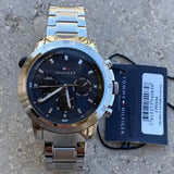 Tommy Hilfiger Troy Chronograph Blue Dial Silver Steel Strap Watch For Men - 1792104 Authentic Buy Shop Now