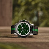 Tommy Hilfiger Troy Chronograph Green Dial Two Tone Nylon Strap Watch For Men - 1792107 Authentic Buy Shop Now