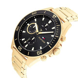 Tommy Hilfiger Larson Chronograph Black Dial Gold Steel Strap Watch For Men - 1791919 Authentic Buy Shop Now