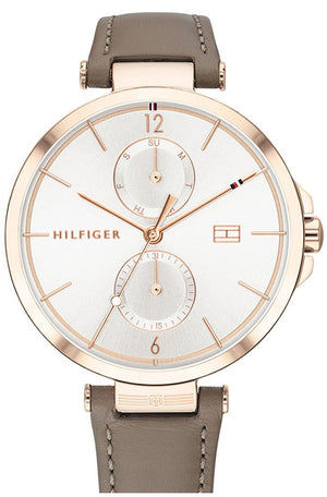 Tommy Hilfiger Angela Quartz Silver Dial Brown Leather Strap Watch for Women - 1782125 Authentic Buy Shop Now