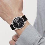 Tommy Hilfiger Baker Chronograph Black Dial Black Leather Strap Watch For Men - 1710449 Authentic Buy Shop Now