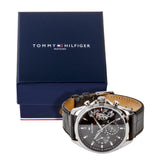 Tommy Hilfiger Baker Chronograph Black Dial Black Leather Strap Watch For Men - 1710449 Authentic Buy Shop Now