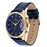 Tommy Hilfiger Baker Chronograph Quartz Blue Dial Blue Leather Strap Watch For Men - 1710451 Authentic Buy Shop Now