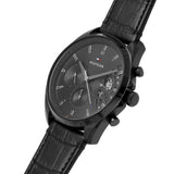 Tommy Hilfiger Baker Chronograph Black Dial Black Leather Strap Watch For Men - 1710452 Authentic Buy Shop Now