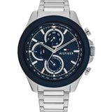 Tommy Hilfiger Clark Chronograph Blue Dial Silver Steel Strap Watch For Men - 1792080 Authentic Buy Shop Now