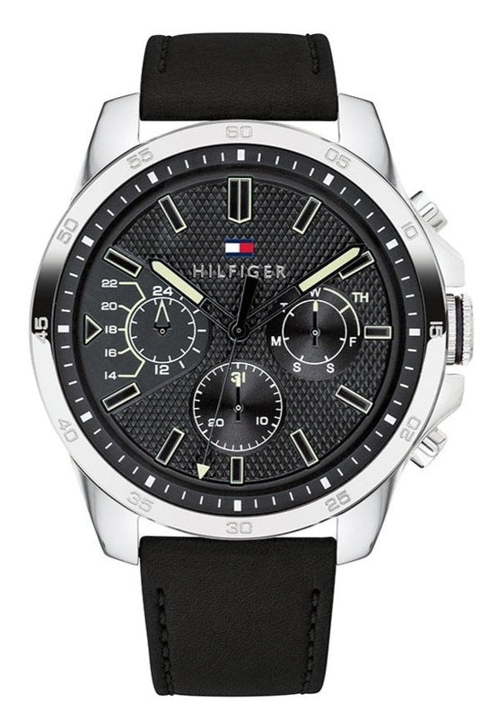 Tommy Hilfiger Decker Black Dial Black Leather Strap Watch for Men - 1791563 Authentic Buy Shop Now