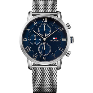 Tommy Hilfiger Kane Quartz Blue Dial Silver Mesh Bracelet Watch for Men - 1791398 Authentic Buy Shop Now