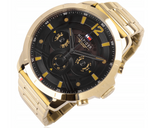 Tommy Hilfiger Luca Chronograph Black Dial Gold Steel Strap Watch For Men - 1710511 Authentic Buy Shop Now