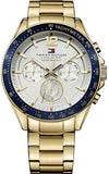 Tommy Hilfiger Luke Chronograph White Dial Gold Steel Strap Watch for Men - 1791121 Authentic Buy Shop Now