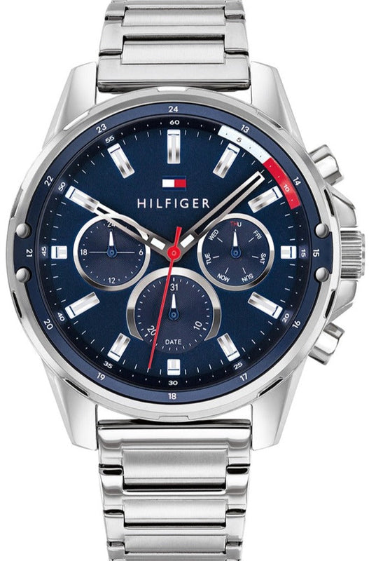 Tommy Hilfiger Mason Quartz Blue Dial Silver Steel Strap Watch for Men - 1791788 Authentic Buy Shop Now