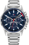 Tommy Hilfiger Mason Quartz Blue Dial Silver Steel Strap Watch for Men - 1791788 Authentic Buy Shop Now