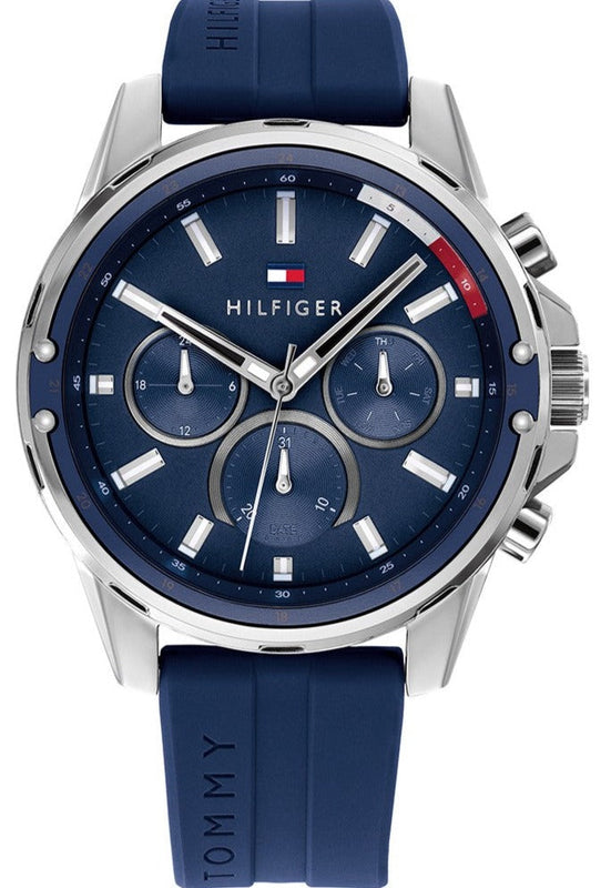 Tommy Hilfiger Mason Blue Dial Blue Rubber Strap Watch for Men - 1791791 Authentic Buy Shop Now