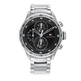Tommy Hilfiger Trent Quartz Black Dial Silver Steel Strap Watch For Men - 1791805 Authentic Buy Shop Now