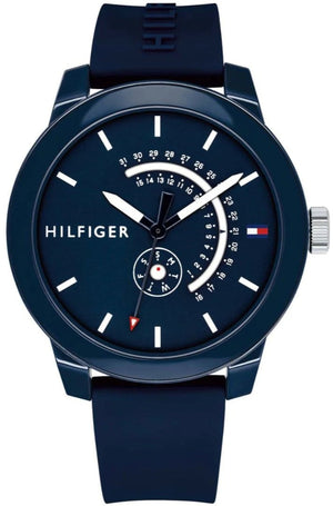 Tommy Hilfiger Denim Quartz Blue Dial Blue Rubber Strap Watch for Men - 1791482 Authentic Buy Shop Now