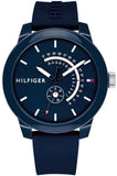 Tommy Hilfiger Denim Quartz Blue Dial Blue Rubber Strap Watch for Men - 1791482 Authentic Buy Shop Now