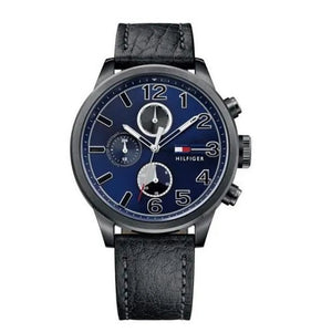 Tommy Hilfiger Jackson Quartz Blue Dial Black Leather Strap Watch for Men - 1791241 Authentic Buy Shop Now