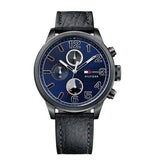 Tommy Hilfiger Jackson Quartz Blue Dial Black Leather Strap Watch for Men - 1791241 Authentic Buy Shop Now