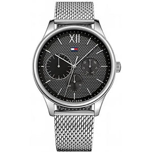 Tommy Hilfiger Damon Quartz Chronograph Black Dial Silver Mesh Bracelet Watch for Men - 1791415 Authentic Buy Shop Now