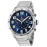Tommy Hilfiger Trent Chronograph Blue Dial Silver Steel Strap Watch for Men - 1791053 Authentic Buy Shop Now