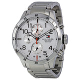 Tommy Hilfiger Trent Multifunction White Dial Silver Steel Strap Watch for Men - 1791140 Authentic Buy Shop Now