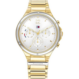 Tommy Hilfiger Eve Chronograph Quartz White Dial Gold Steel Strap Watch For Women - 1782278 Authentic Buy Shop Now