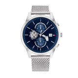 Tommy Hilfiger Weston Chronograph Blue Dial Silver Mesh Bracelet Watch For Men - 1710504 Authentic Buy Shop Now