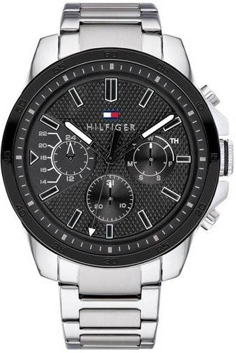 Tommy Hilfiger Iconic Quartz Black Dial Silver Steel Strap Watch for Men - 1791564 Authentic Buy Shop Now