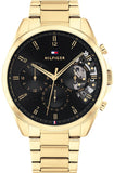 Tommy Hilfiger Baker Chronograph Black Dial Gold Steel Strap Watch for Men - 1710447 Authentic Buy Shop Now