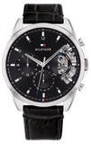 Tommy Hilfiger Baker Chronograph Black Dial Black Leather Strap Watch For Men - 1710449 Authentic Buy Shop Now