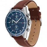 Tommy Hilfiger Parker Chronograph Blue Dial Brown Leather Strap Watch For Men - 1791837 Authentic Buy Shop Now