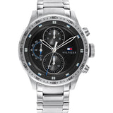 Tommy Hilfiger Trent Quartz Black Dial Silver Steel Strap Watch For Men - 1791805 Authentic Buy Shop Now